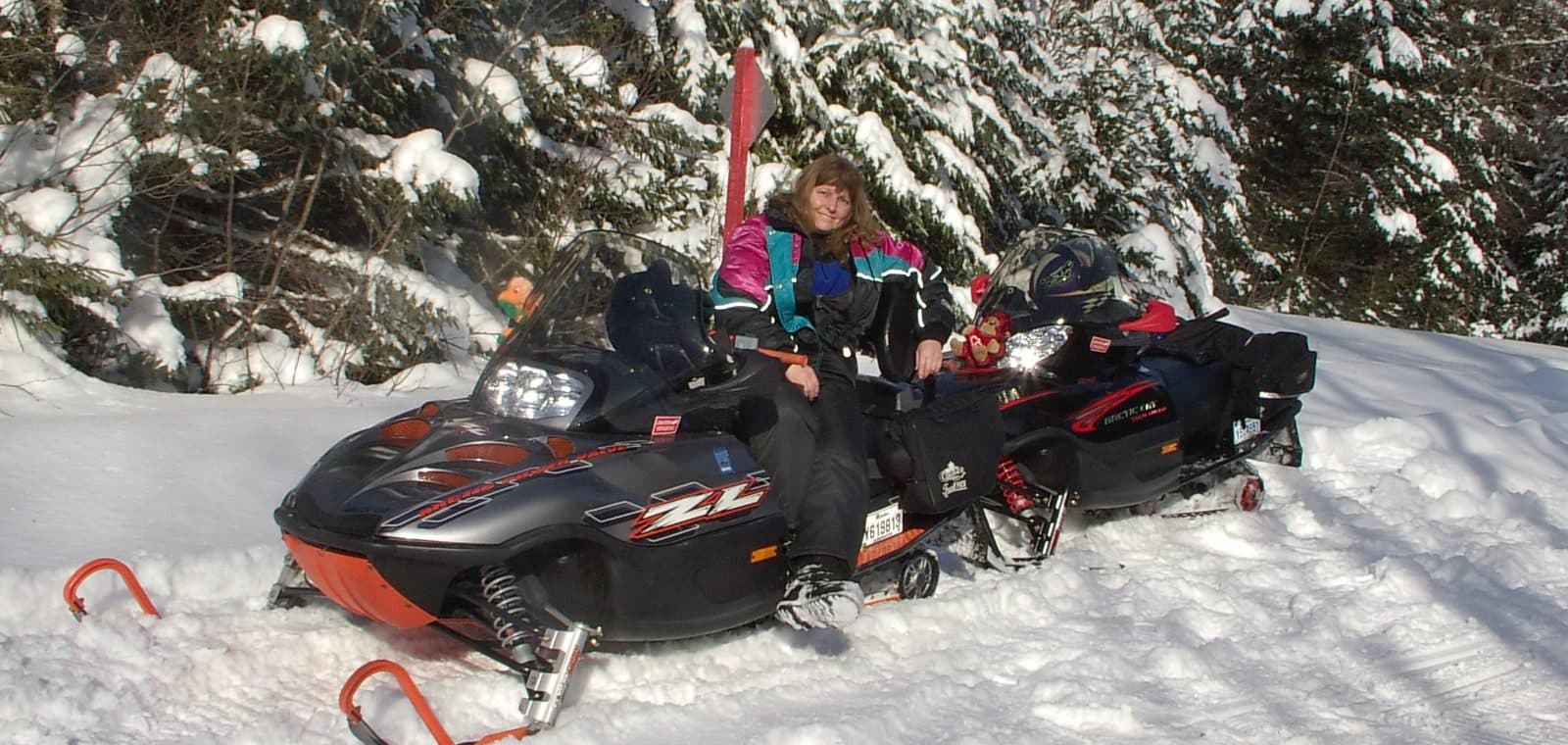 Riding a woman’s snowmobile