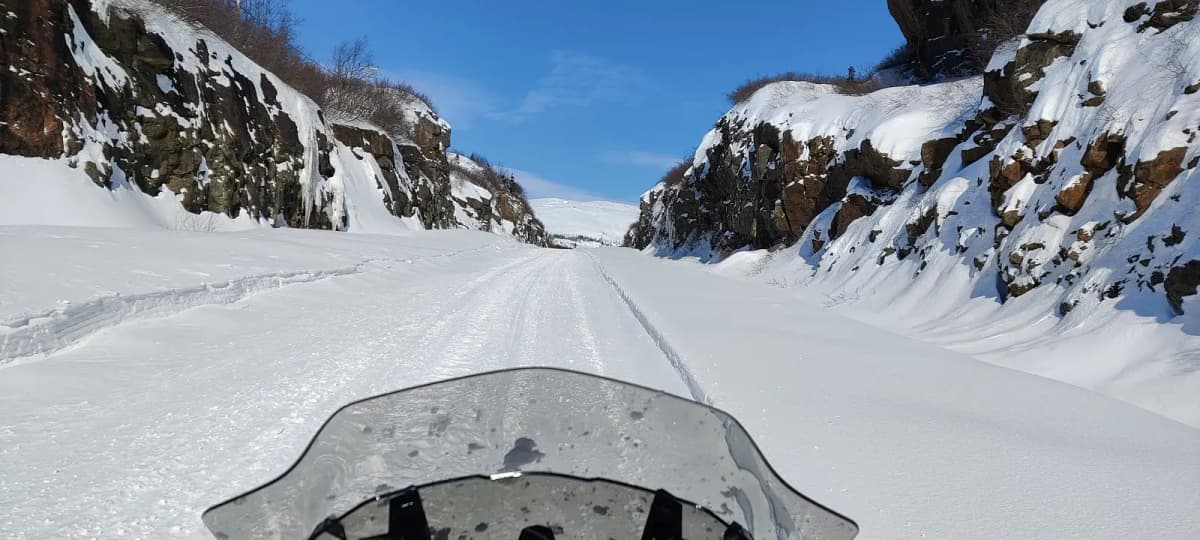 snowmobile trail on the Basse-Côte-Nord along the route blanche