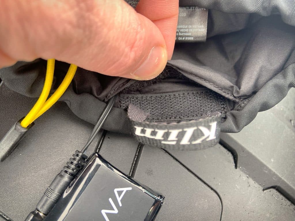 velcro-sealed battery pouch for the heated gloves