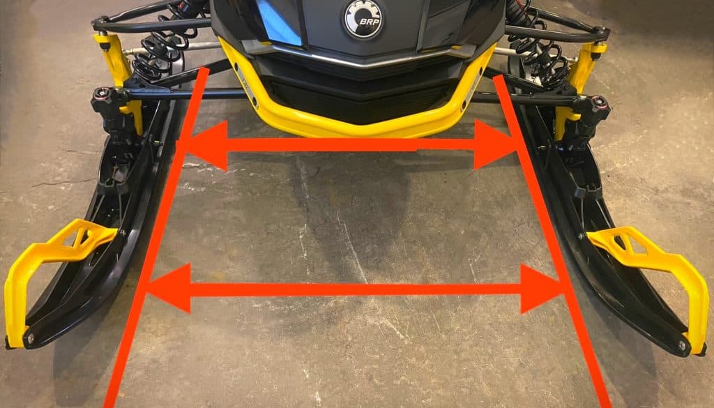 Diagram showing the parallel alignment of the skis at "o degree" for the installment of the Snowtracker