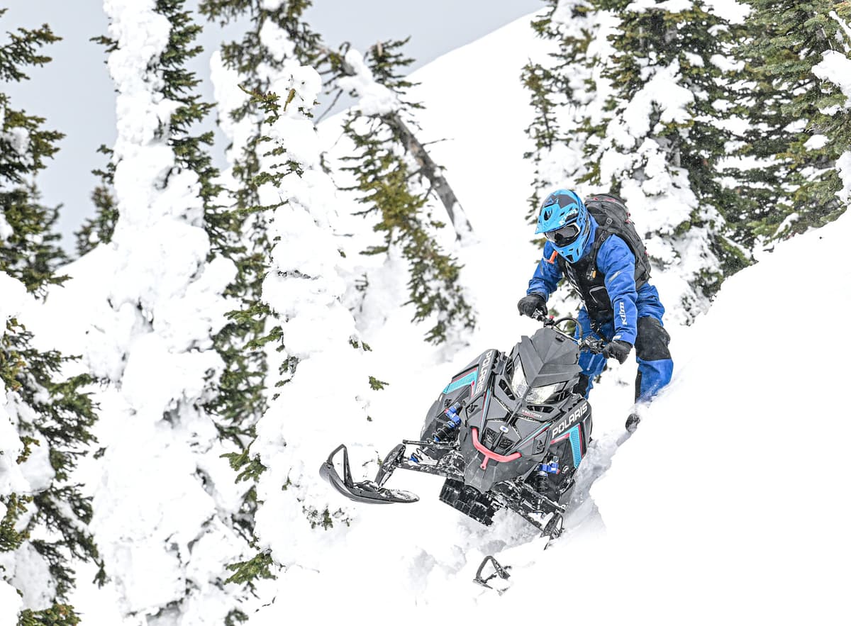 2027 RMK Factory Edition in a sidehill manoeuver