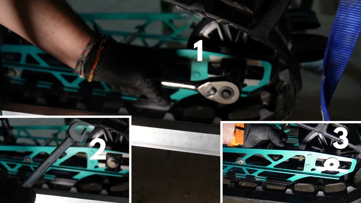 Rear axle and track tension adjustment