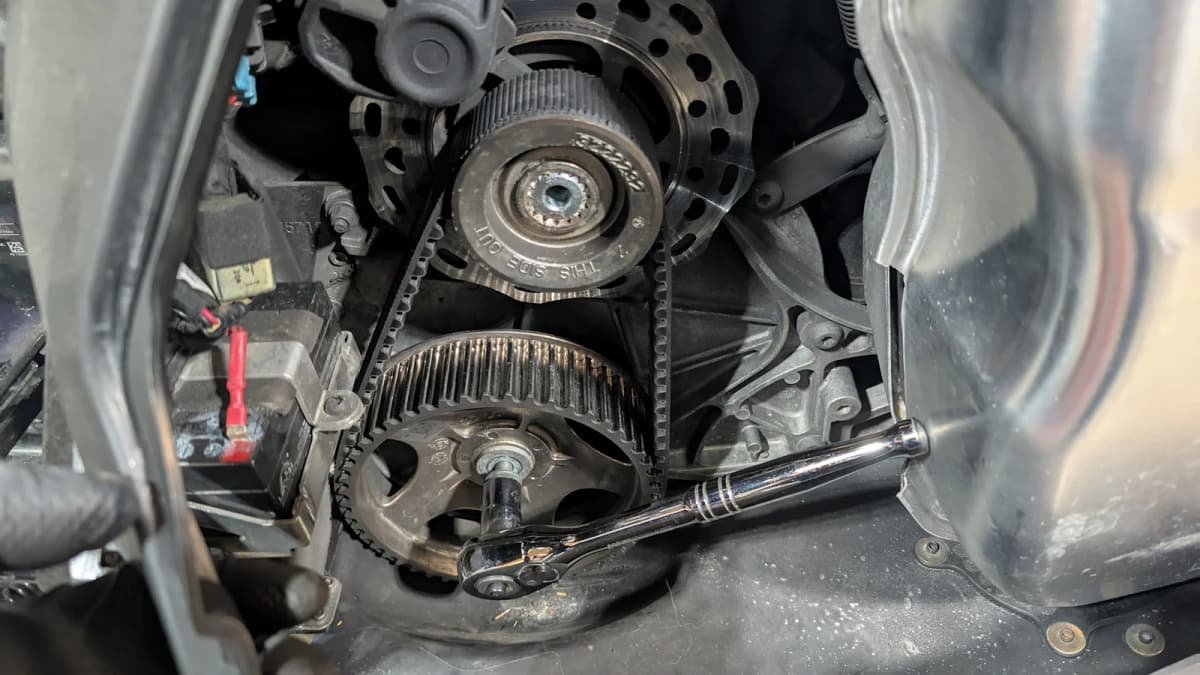 QuickDrive belt and pulleys installed